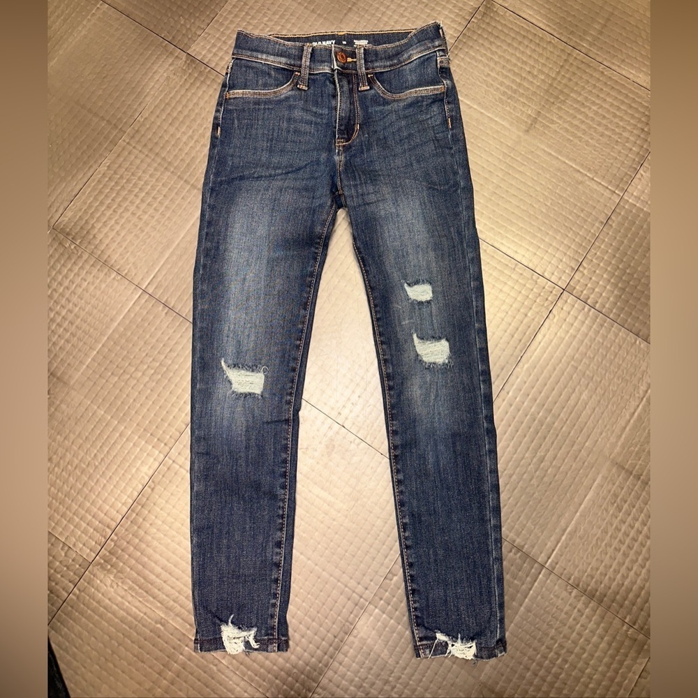Girls Size 10 Old Navy Adjustable Distressed Hole Ballerina Jeggings Jean Pants